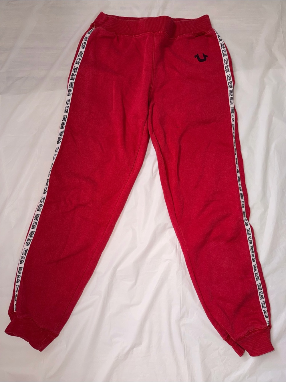 True Religion Red Men’s Jogger Sweatpants with Side Logo Tape